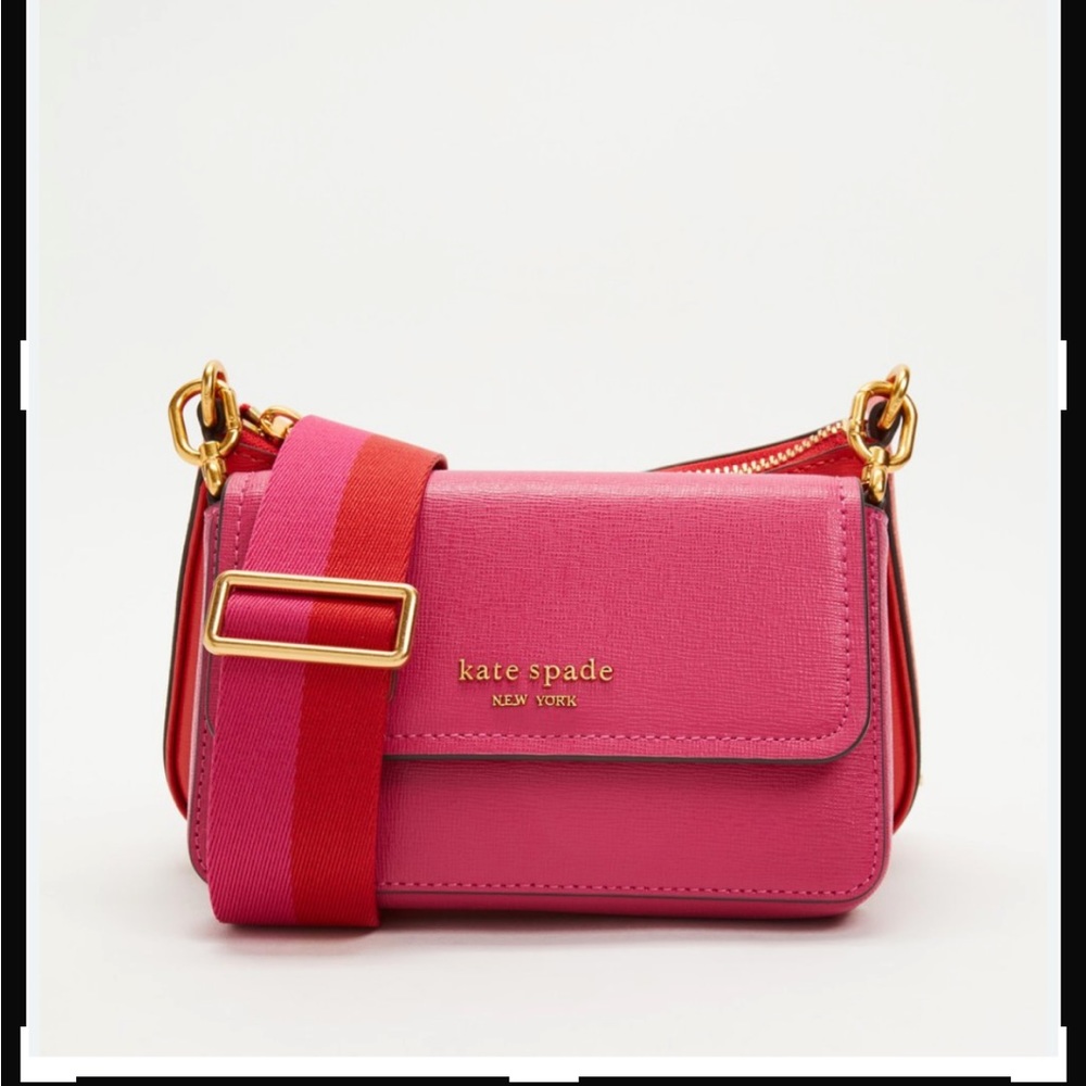 Kate Spade double bag color block crossbody Soffiano leather bag